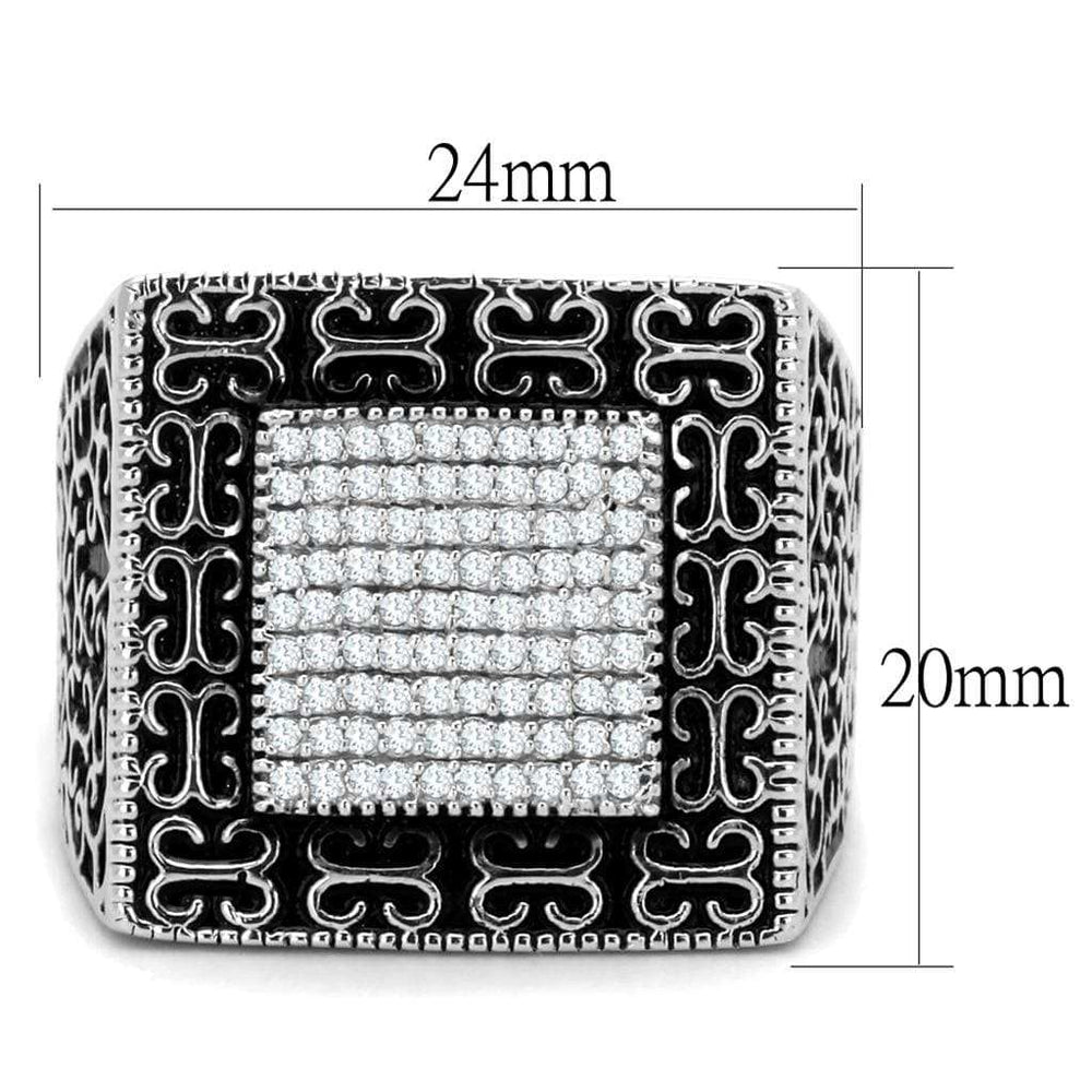 TS221 - Rhodium 925 Sterling Silver Ring with AAA Grade CZ in Clear - Alamode - Flyclothing LLC