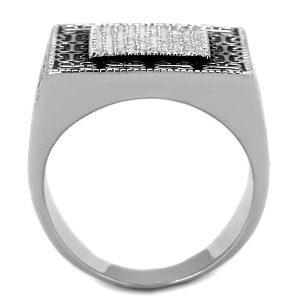 TS221 - Rhodium 925 Sterling Silver Ring with AAA Grade CZ in Clear - Alamode - Flyclothing LLC