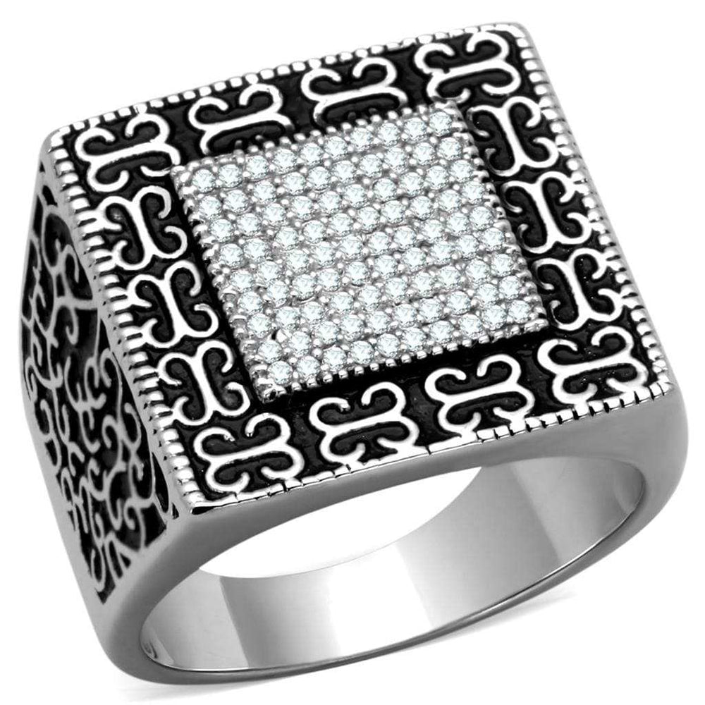 TS221 - Rhodium 925 Sterling Silver Ring with AAA Grade CZ in Clear - Alamode - Flyclothing LLC