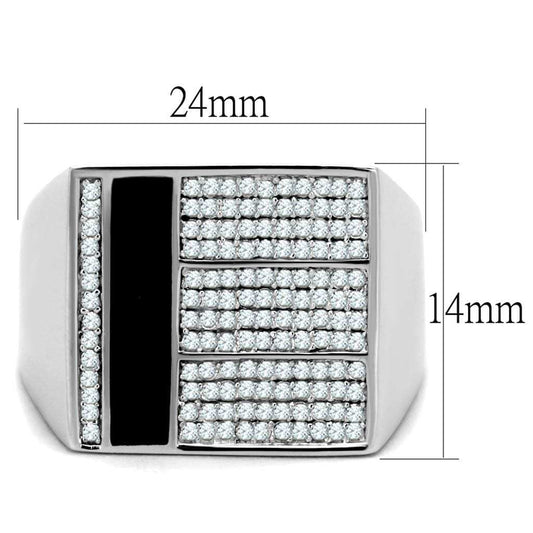 TS222 - Rhodium 925 Sterling Silver Ring with AAA Grade CZ in Clear - Alamode - Flyclothing LLC