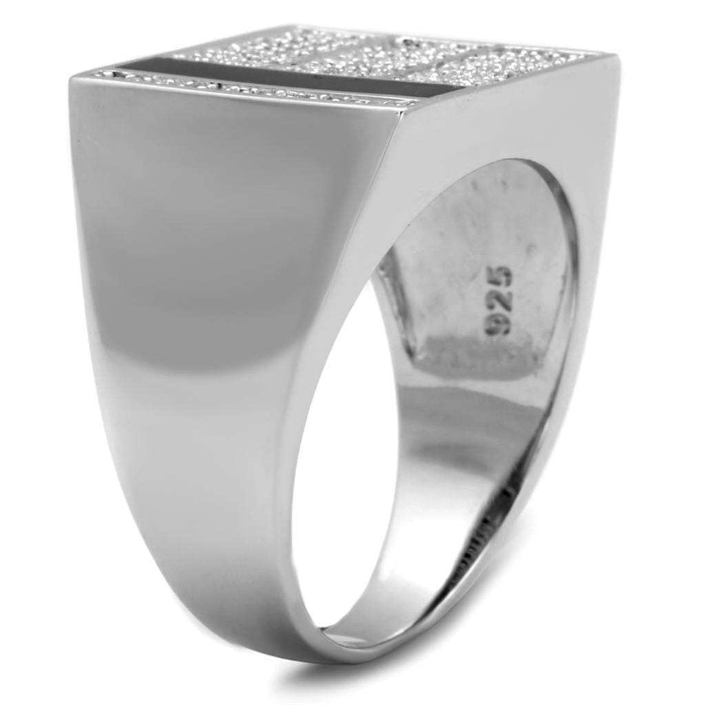 TS222 - Rhodium 925 Sterling Silver Ring with AAA Grade CZ in Clear - Alamode - Flyclothing LLC