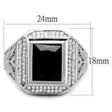 TS224 - Rhodium 925 Sterling Silver Ring with AAA Grade CZ in Black Diamond - Alamode - Flyclothing LLC