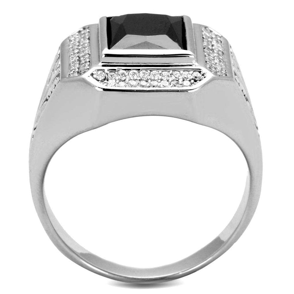 TS224 - Rhodium 925 Sterling Silver Ring with AAA Grade CZ in Black Diamond - Alamode - Flyclothing LLC