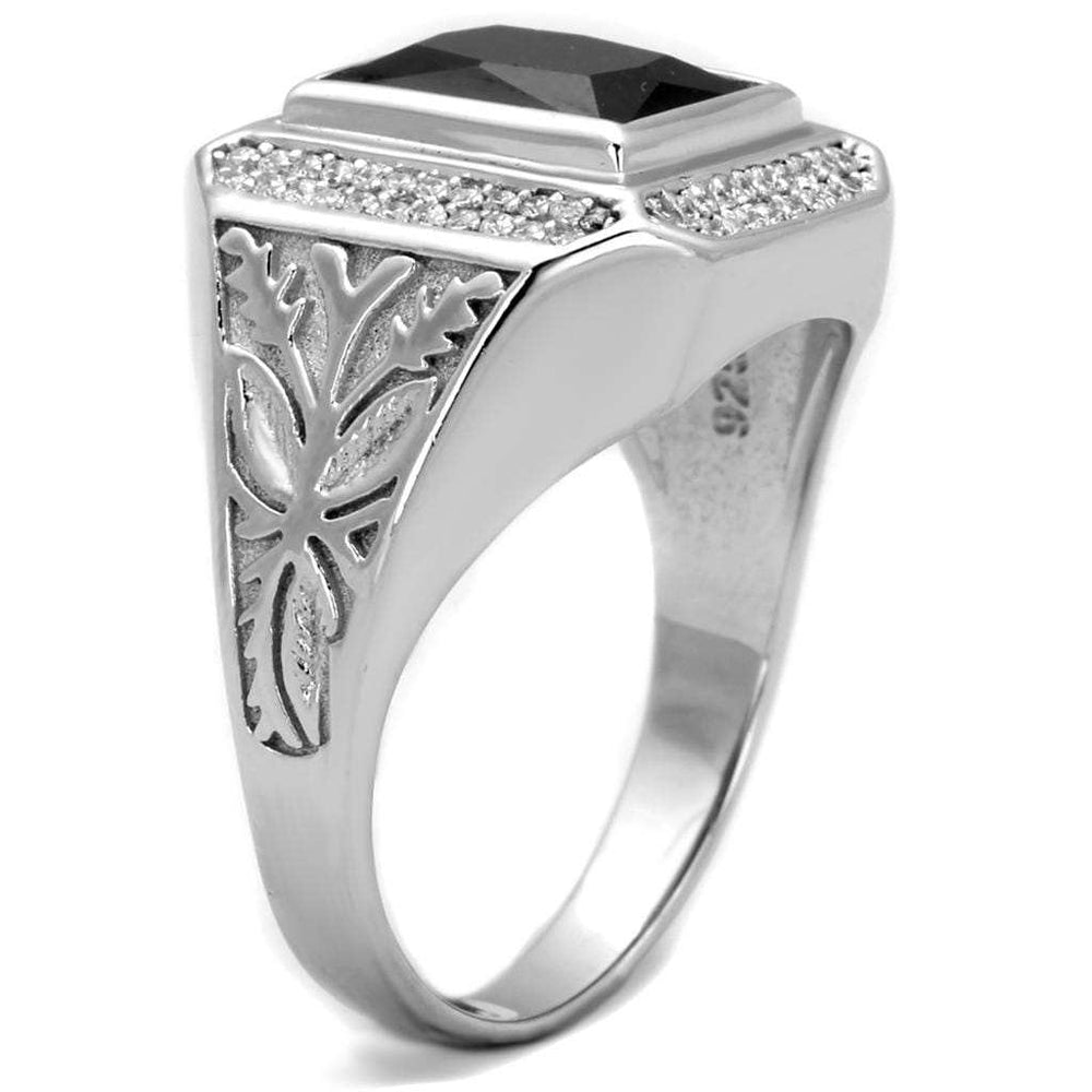 TS224 - Rhodium 925 Sterling Silver Ring with AAA Grade CZ in Black Diamond - Alamode - Flyclothing LLC