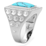 TS228 - Rhodium 925 Sterling Silver Ring with Synthetic Turquoise in Sea Blue - Alamode - Flyclothing LLC