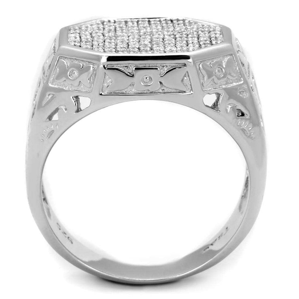TS229 - Rhodium 925 Sterling Silver Ring with AAA Grade CZ in Clear - Alamode - Flyclothing LLC