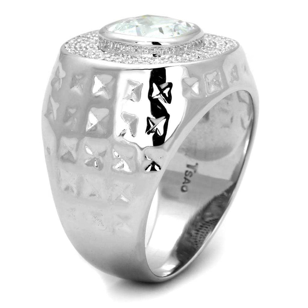 TS231 - Rhodium 925 Sterling Silver Ring with AAA Grade CZ in Clear - Alamode - Flyclothing LLC
