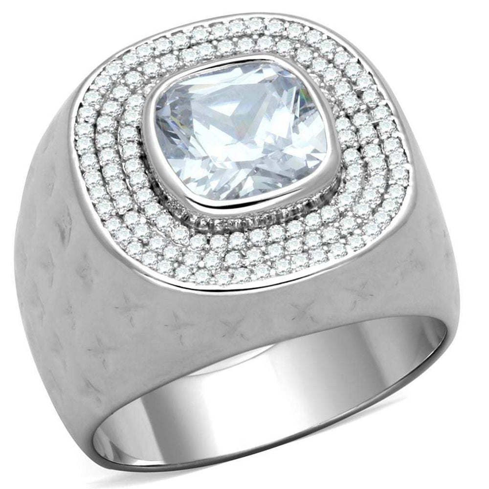 TS231 - Rhodium 925 Sterling Silver Ring with AAA Grade CZ in Clear - Alamode - Flyclothing LLC