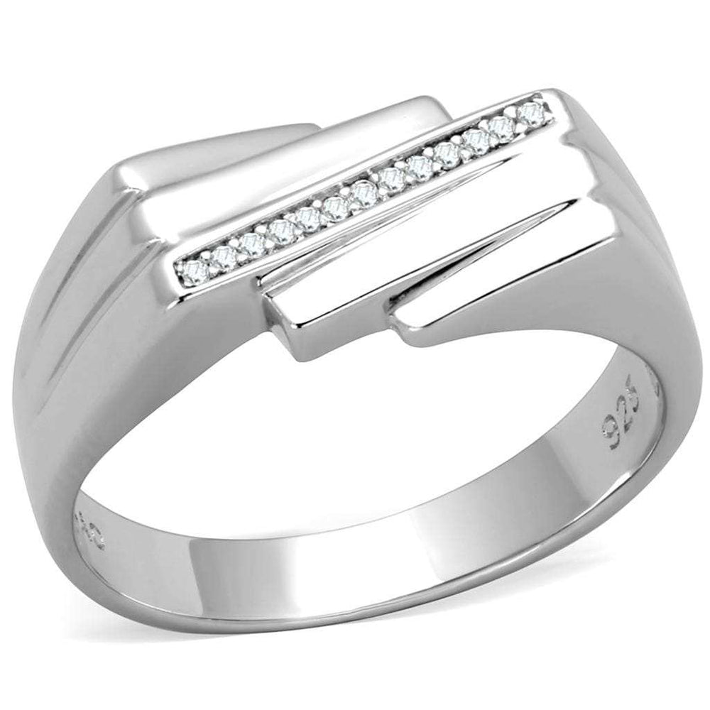 TS232 - Rhodium 925 Sterling Silver Ring with AAA Grade CZ in Clear - Alamode - Flyclothing LLC