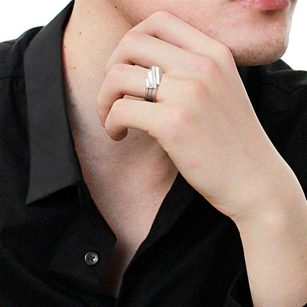 TS232 - Rhodium 925 Sterling Silver Ring with AAA Grade CZ in Clear - Alamode - Flyclothing LLC