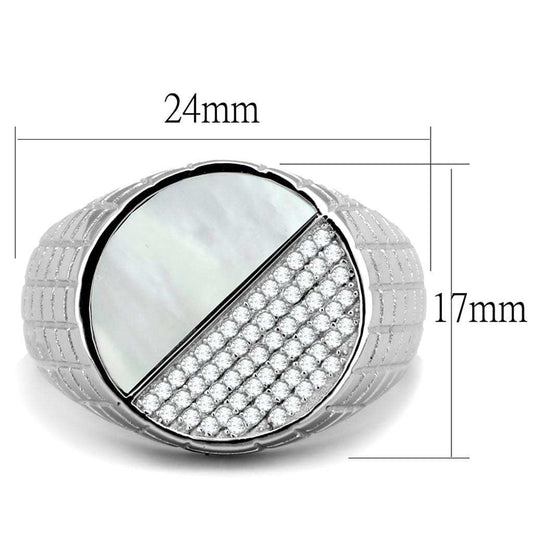 TS233 - Rhodium 925 Sterling Silver Ring with Precious Stone Conch in Aurora Borealis (Rainbow Effect) - Alamode - Flyclothing LLC