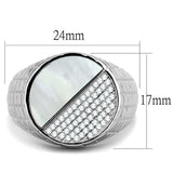 TS233 - Rhodium 925 Sterling Silver Ring with Precious Stone Conch in Aurora Borealis (Rainbow Effect) - Alamode - Flyclothing LLC