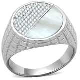 TS233 - Rhodium 925 Sterling Silver Ring with Precious Stone Conch in Aurora Borealis (Rainbow Effect) - Alamode - Flyclothing LLC