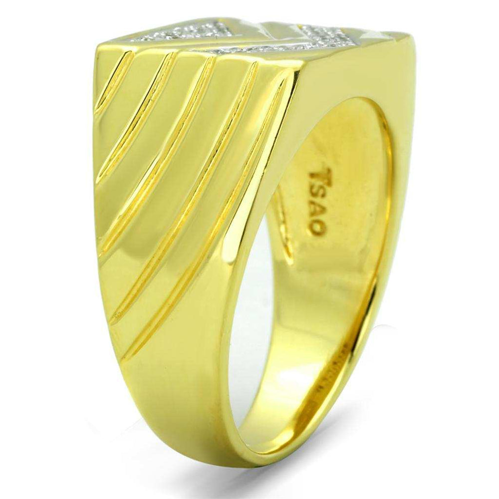 TS234 - Gold+Rhodium 925 Sterling Silver Ring with AAA Grade CZ in Clear - Alamode - Flyclothing LLC