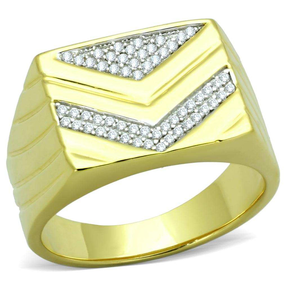 TS234 - Gold+Rhodium 925 Sterling Silver Ring with AAA Grade CZ in Clear - Alamode - Flyclothing LLC