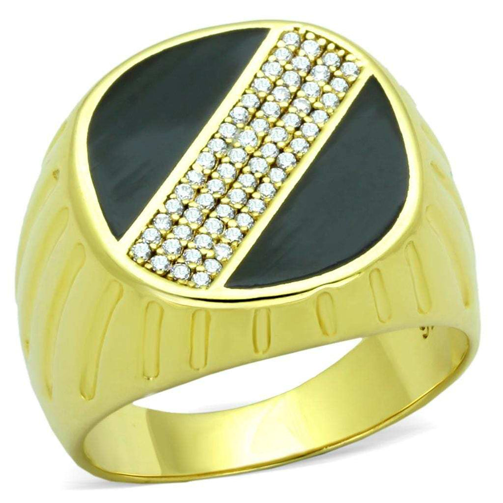 TS235 - Gold 925 Sterling Silver Ring with AAA Grade CZ in Clear - Alamode - Flyclothing LLC