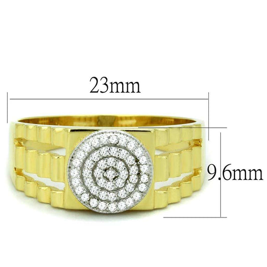 TS237 - Gold+Rhodium 925 Sterling Silver Ring with AAA Grade CZ in Clear - Alamode - Flyclothing LLC