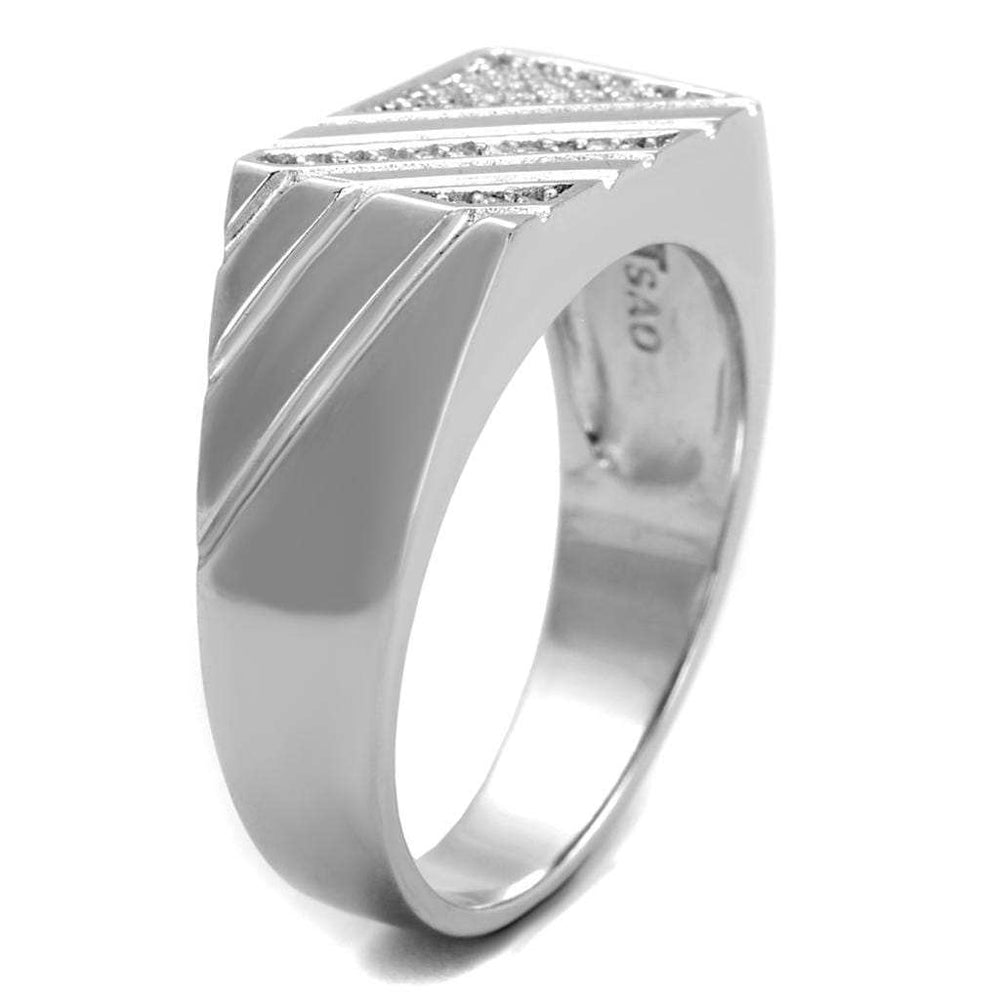 TS240 - Rhodium 925 Sterling Silver Ring with AAA Grade CZ in Clear - Alamode - Flyclothing LLC