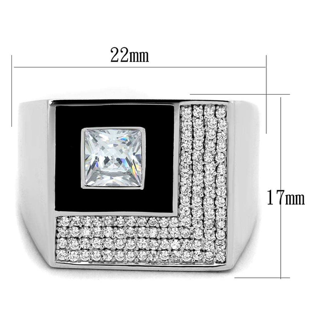 TS242 - Rhodium 925 Sterling Silver Ring with AAA Grade CZ in Clear - Alamode - Flyclothing LLC