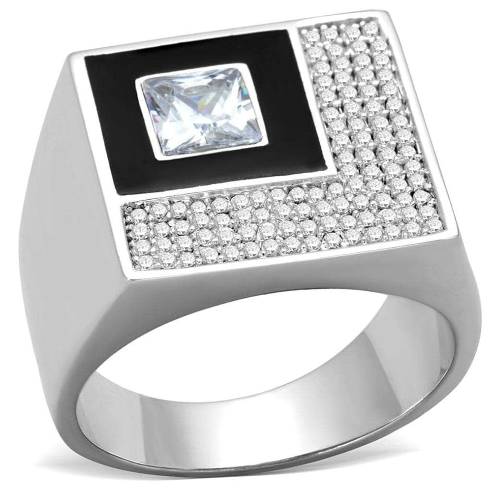 TS242 - Rhodium 925 Sterling Silver Ring with AAA Grade CZ in Clear - Alamode - Flyclothing LLC