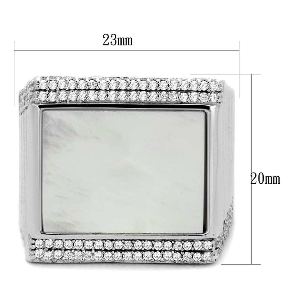 TS243 - Rhodium 925 Sterling Silver Ring with Precious Stone Conch in White - Alamode - Flyclothing LLC