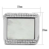 TS243 - Rhodium 925 Sterling Silver Ring with Precious Stone Conch in White - Alamode - Flyclothing LLC