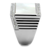 TS243 - Rhodium 925 Sterling Silver Ring with Precious Stone Conch in White - Alamode - Flyclothing LLC