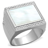 TS243 - Rhodium 925 Sterling Silver Ring with Precious Stone Conch in White - Alamode - Flyclothing LLC