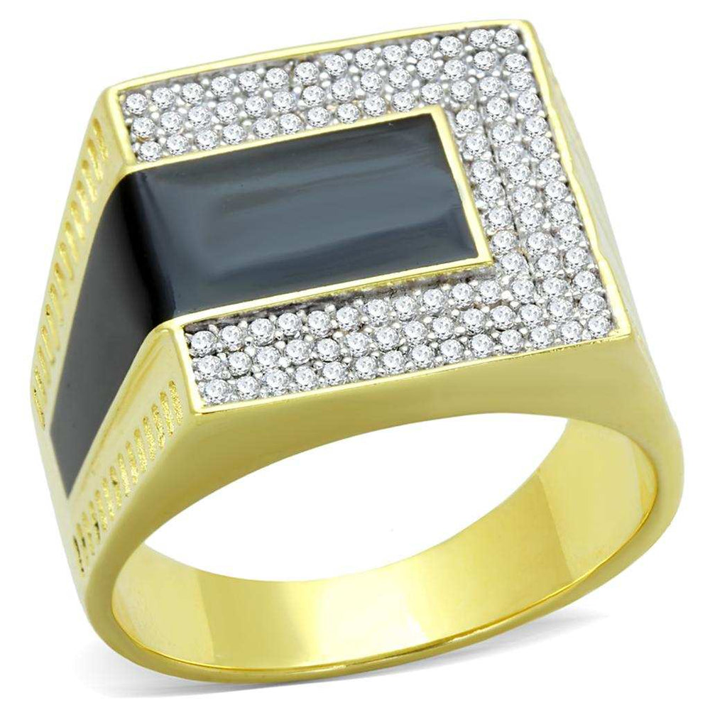 TS245 - Gold+Rhodium 925 Sterling Silver Ring with AAA Grade CZ in Clear - Alamode - Flyclothing LLC