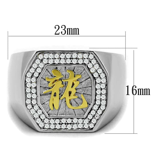 TS246 - Reverse Two-Tone 925 Sterling Silver Ring with AAA Grade CZ in Clear - Alamode - Flyclothing LLC