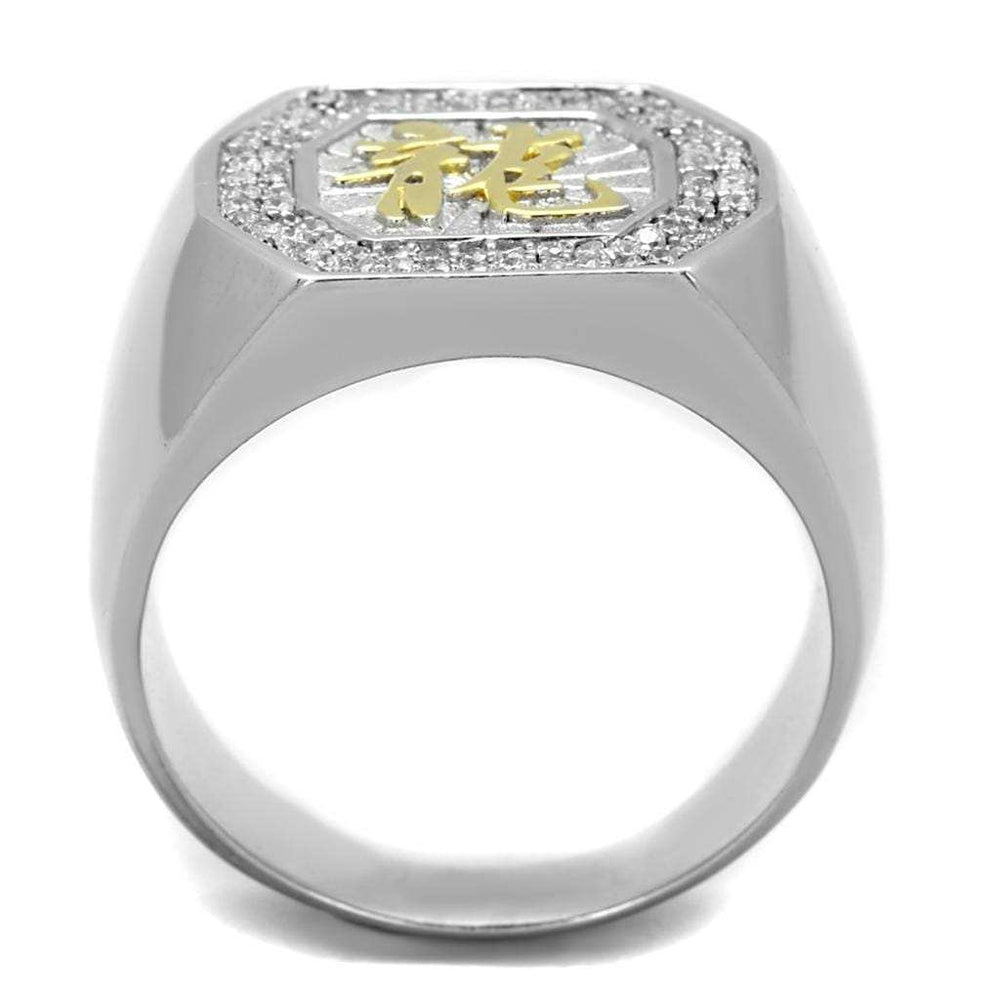 TS246 - Reverse Two-Tone 925 Sterling Silver Ring with AAA Grade CZ in Clear - Alamode - Flyclothing LLC