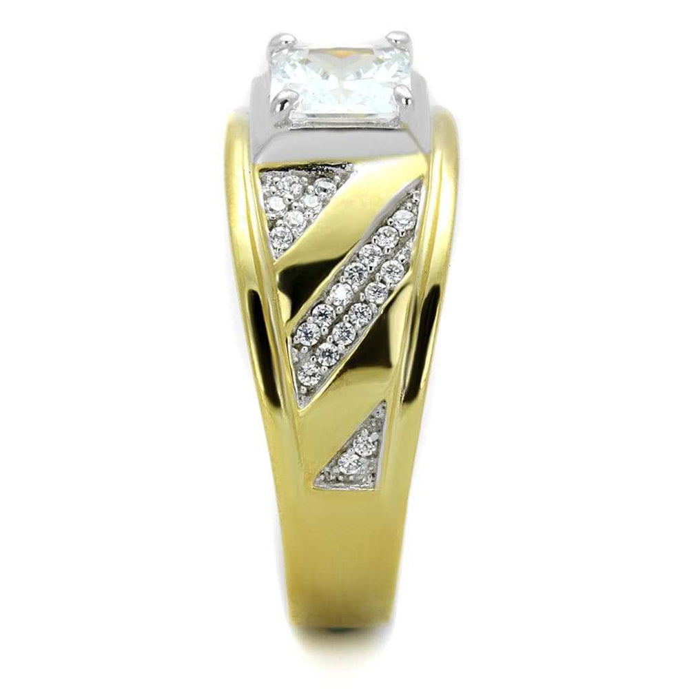 TS247 - Gold+Rhodium 925 Sterling Silver Ring with AAA Grade CZ in Clear - Alamode - Flyclothing LLC