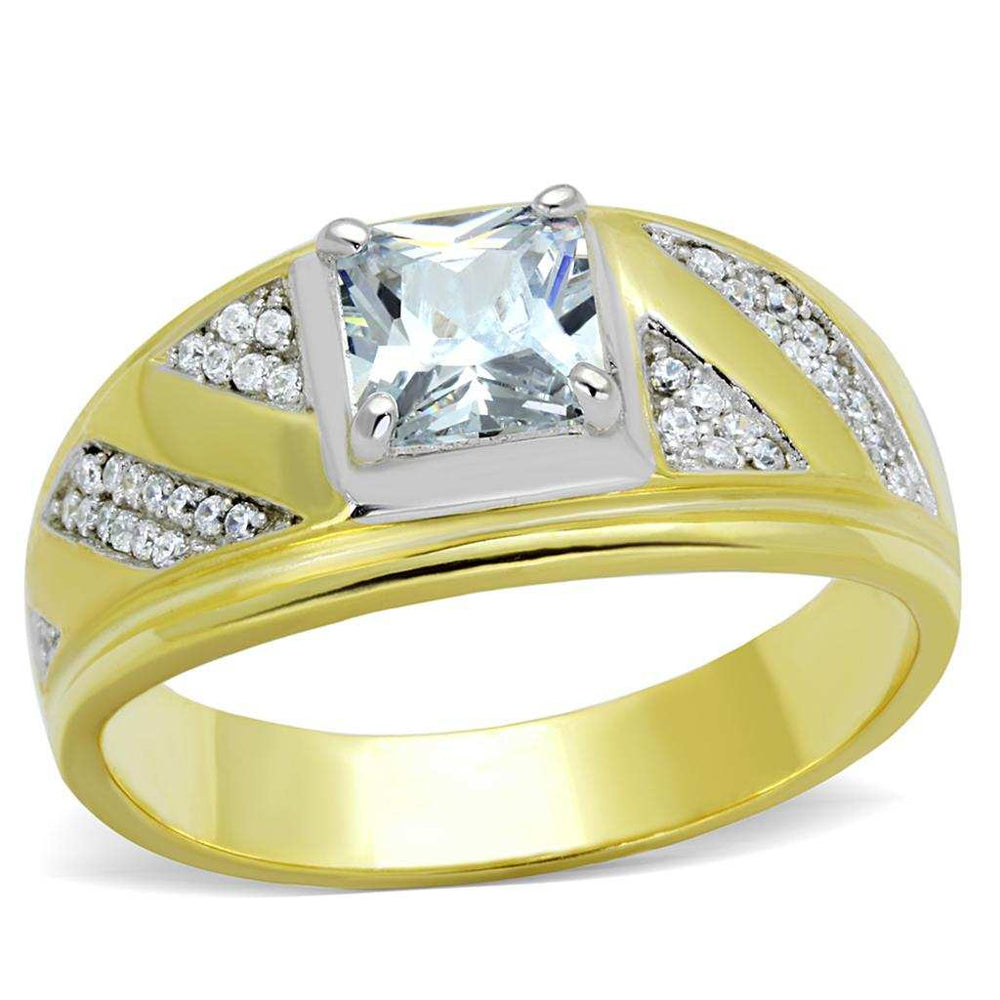 TS247 - Gold+Rhodium 925 Sterling Silver Ring with AAA Grade CZ in Clear - Alamode - Flyclothing LLC