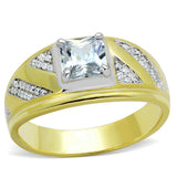 TS247 - Gold+Rhodium 925 Sterling Silver Ring with AAA Grade CZ in Clear - Alamode - Flyclothing LLC
