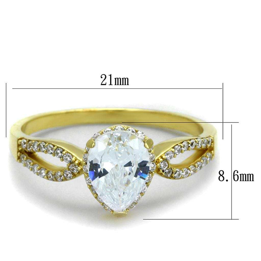 TS248 - Gold 925 Sterling Silver Ring with AAA Grade CZ in Clear - Alamode - Flyclothing LLC