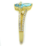 TS249 - Gold 925 Sterling Silver Ring with AAA Grade CZ in Sea Blue - Alamode - Flyclothing LLC