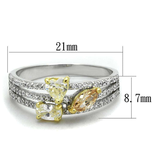 TS250 - Reverse Two-Tone 925 Sterling Silver Ring with AAA Grade CZ in Multi Color - Alamode - Flyclothing LLC