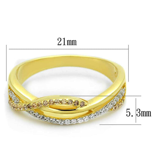 TS252 - Gold+Rhodium 925 Sterling Silver Ring with AAA Grade CZ in Champagne - Alamode - Flyclothing LLC