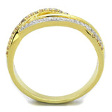 TS252 - Gold+Rhodium 925 Sterling Silver Ring with AAA Grade CZ in Champagne - Alamode - Flyclothing LLC