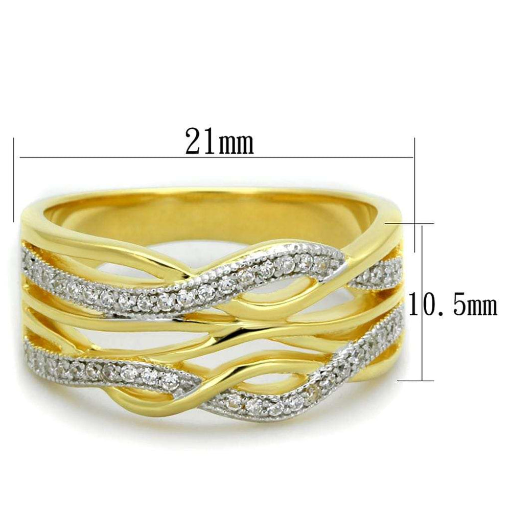 TS253 - Gold+Rhodium 925 Sterling Silver Ring with AAA Grade CZ in Clear - Alamode - Flyclothing LLC