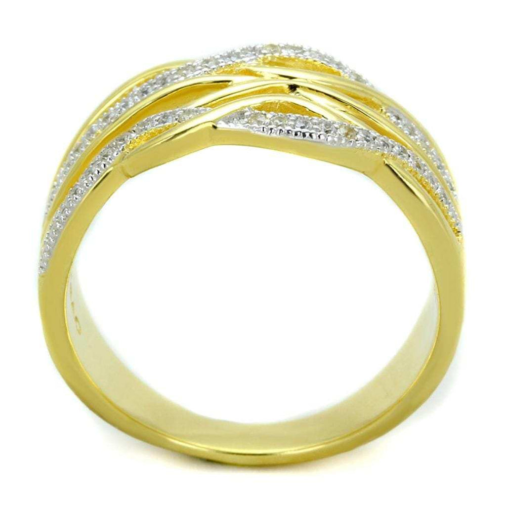 TS253 - Gold+Rhodium 925 Sterling Silver Ring with AAA Grade CZ in Clear - Alamode - Flyclothing LLC