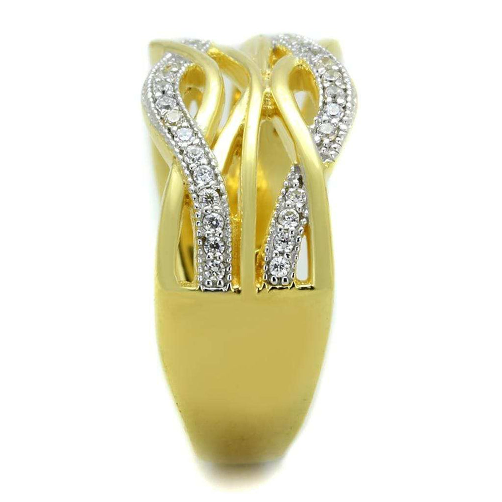 TS253 - Gold+Rhodium 925 Sterling Silver Ring with AAA Grade CZ in Clear - Alamode - Flyclothing LLC