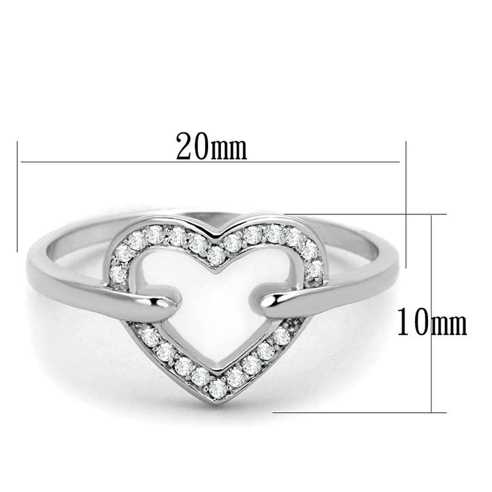 TS256 - Rhodium 925 Sterling Silver Ring with AAA Grade CZ in Clear - Alamode - Flyclothing LLC