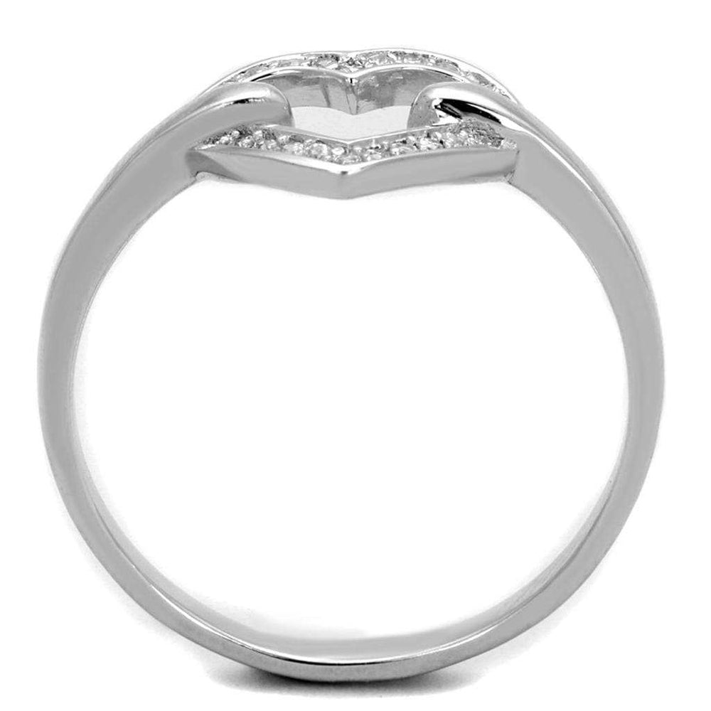 TS256 - Rhodium 925 Sterling Silver Ring with AAA Grade CZ in Clear - Alamode - Flyclothing LLC
