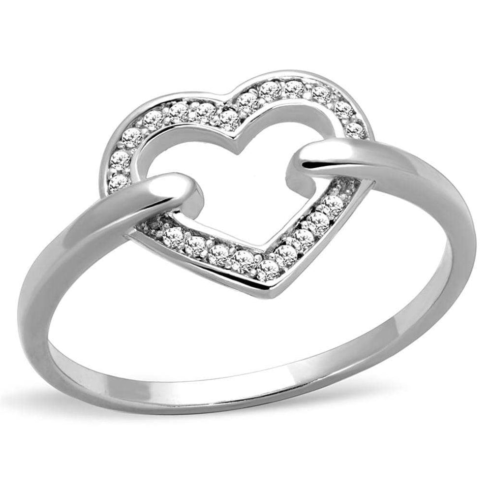 TS256 - Rhodium 925 Sterling Silver Ring with AAA Grade CZ in Clear - Alamode - Flyclothing LLC