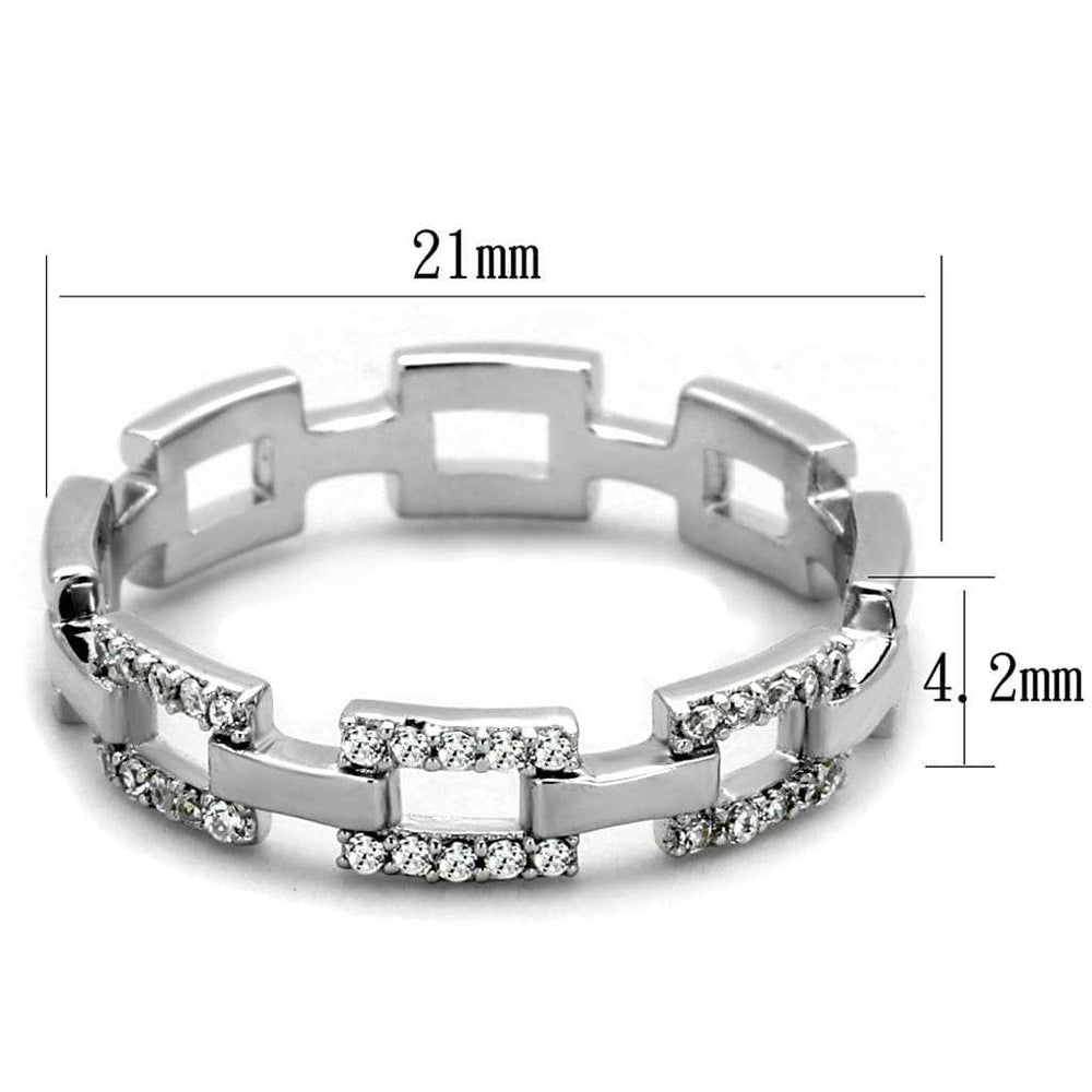 TS257 - Rhodium 925 Sterling Silver Ring with AAA Grade CZ in Clear - Alamode - Flyclothing LLC