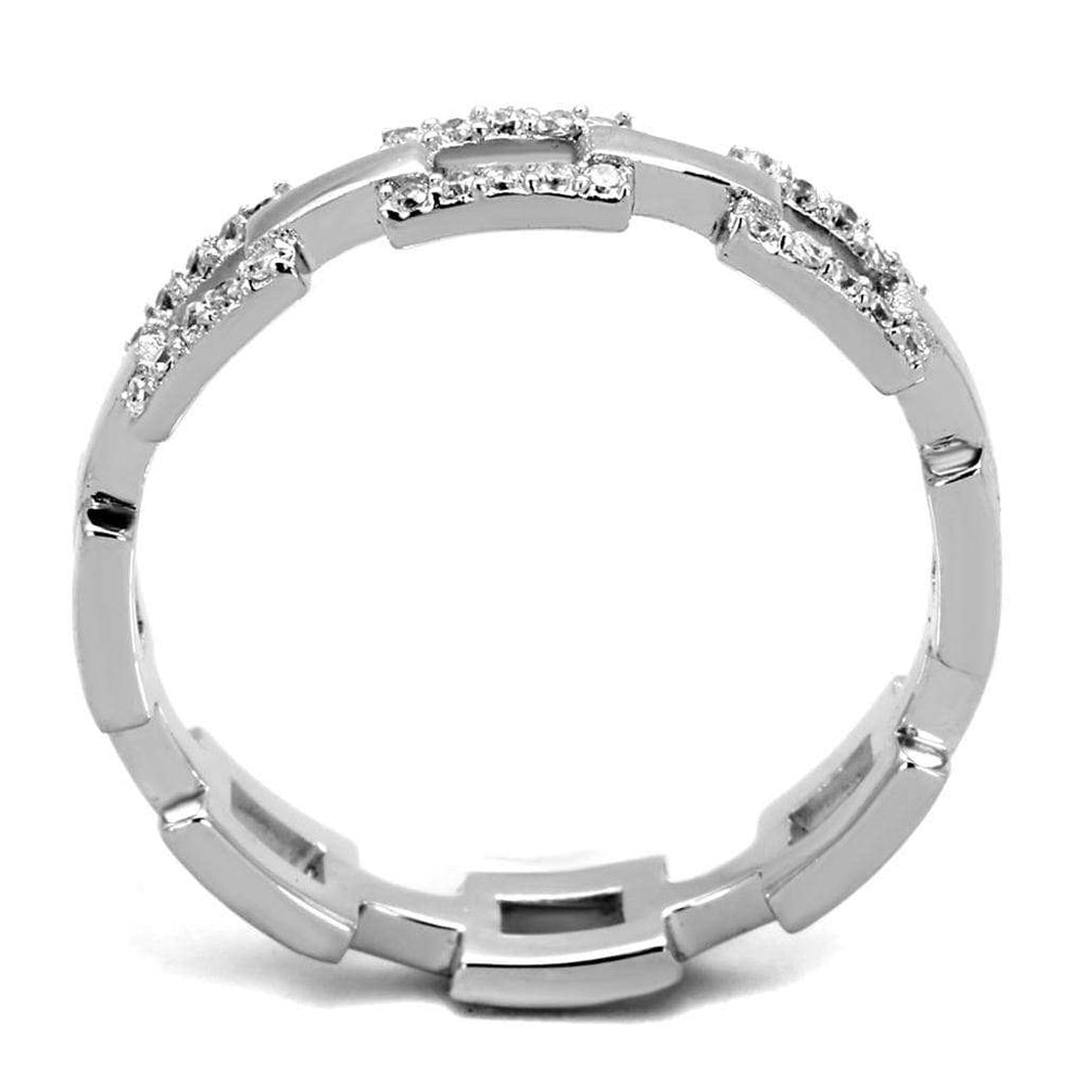 TS257 - Rhodium 925 Sterling Silver Ring with AAA Grade CZ in Clear - Alamode - Flyclothing LLC