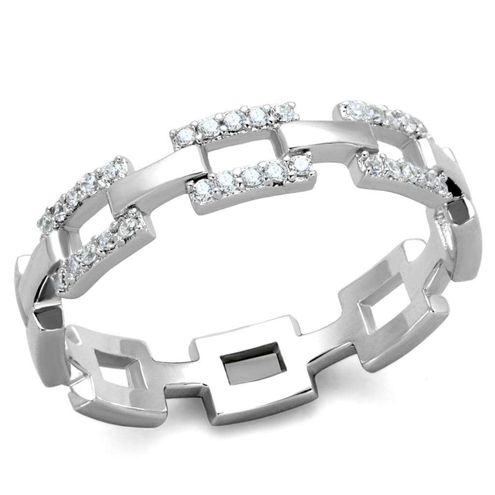TS257 - Rhodium 925 Sterling Silver Ring with AAA Grade CZ in Clear - Alamode - Flyclothing LLC