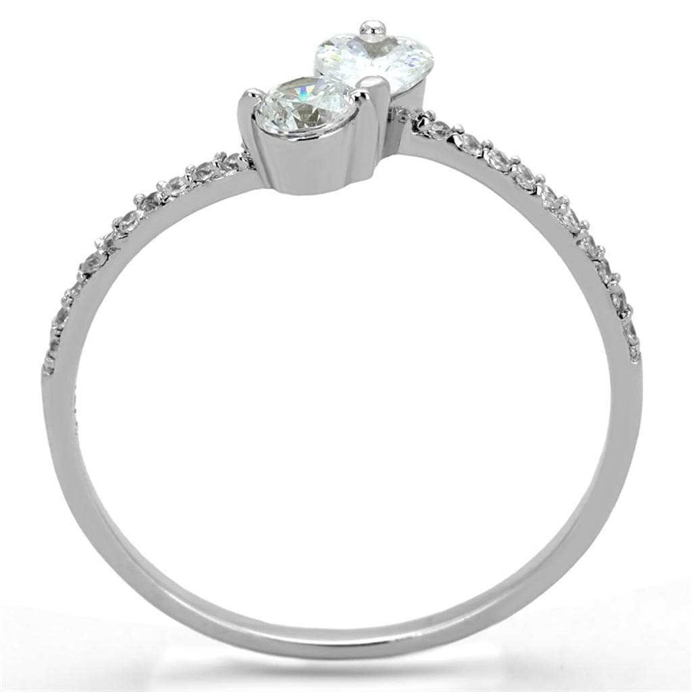 TS258 - Rhodium 925 Sterling Silver Ring with AAA Grade CZ in Clear - Alamode - Flyclothing LLC