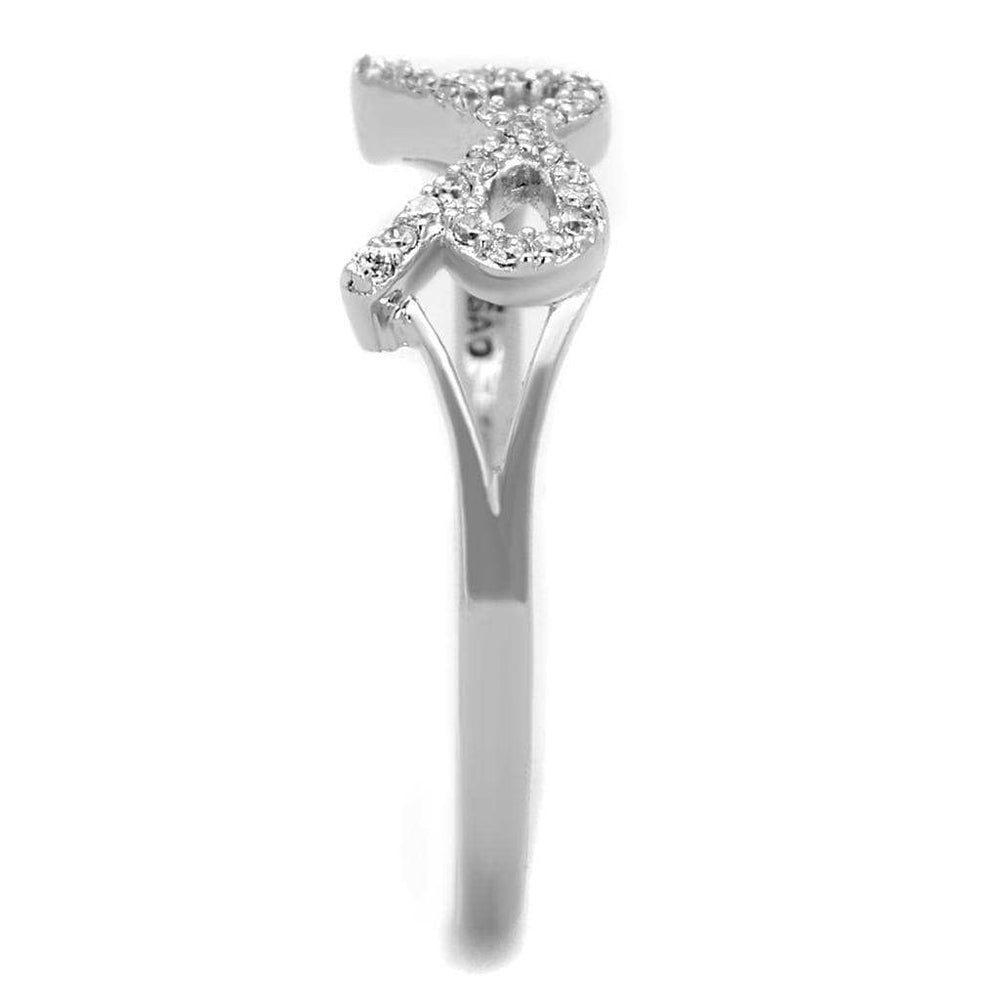 TS259 - Rhodium 925 Sterling Silver Ring with AAA Grade CZ in Clear - Alamode - Flyclothing LLC